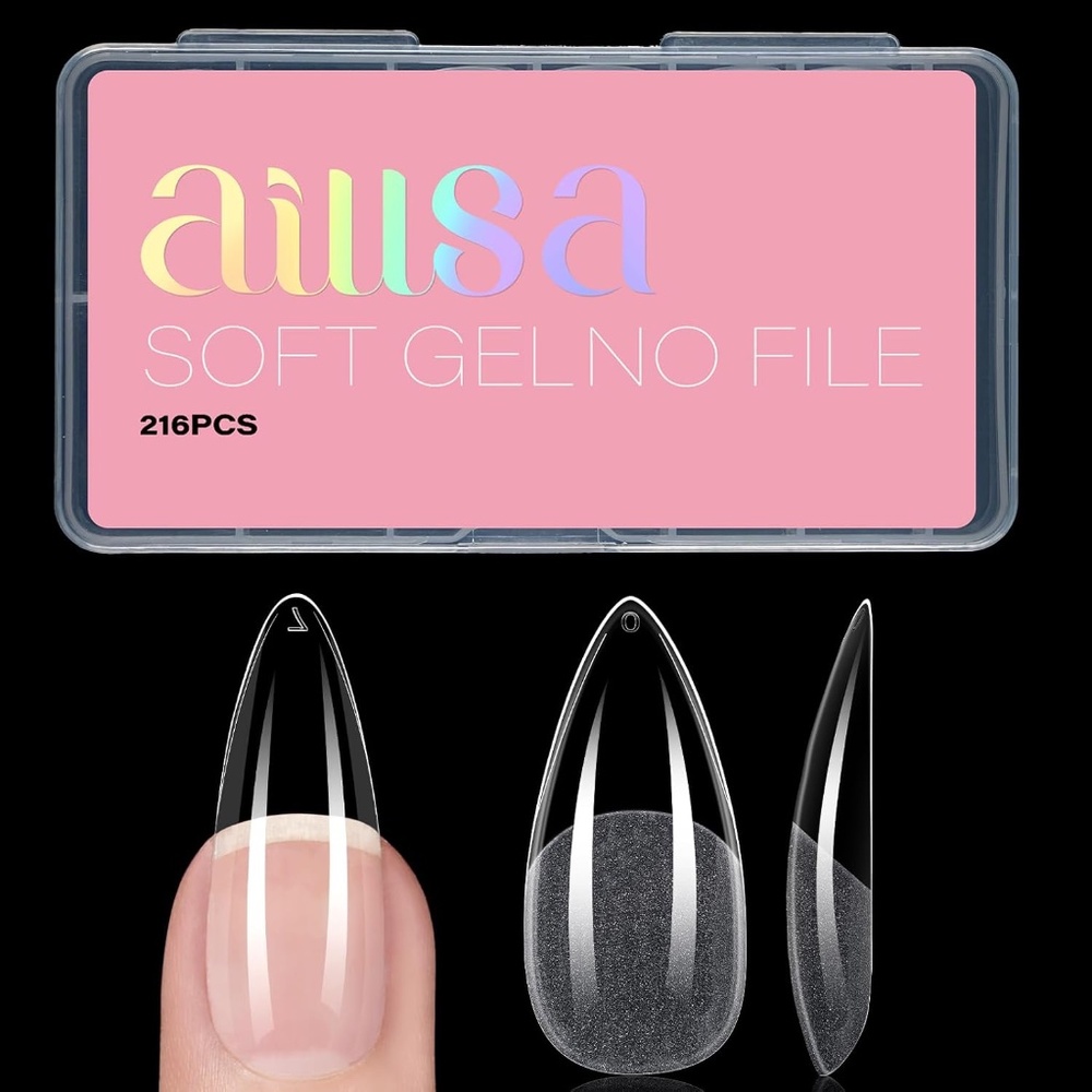 Clear Long Almond 216 Press On Nails